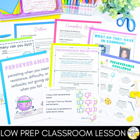 Perseverance and Determination Elementary Counseling SEL Lesson & Activities