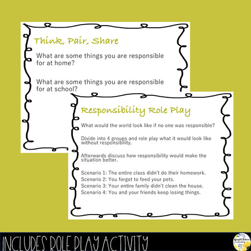 RESPONSIBILITY Classroom Guidance Lesson with Editable Digital Version