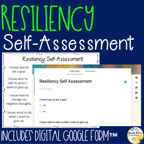 Resiliency Self-Assessment Editable School Counseling Data Collection Tool