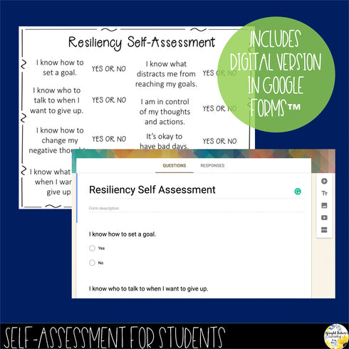 Resiliency Self-Assessment Editable School Counseling Data Collection Tool