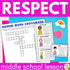 Respect Lesson for Middle School Social Emotional Learning and School Counseling