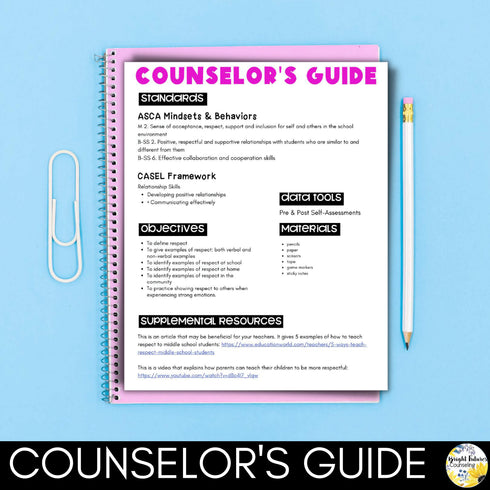 Respect Lesson and Activities - Group Counseling Lesson Plans for Middle School