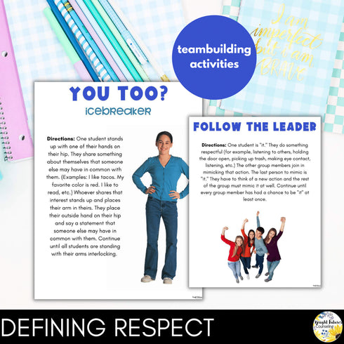 Respect Lesson and Activities - Group Counseling Lesson Plans for Middle School