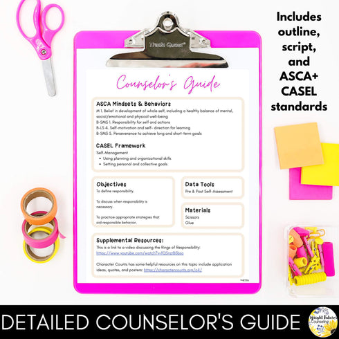 Responsibility Lesson for Social Emotional Learning and School Counseling