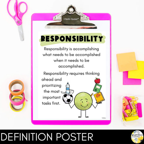 Responsibility Lesson for Social Emotional Learning and School Counseling