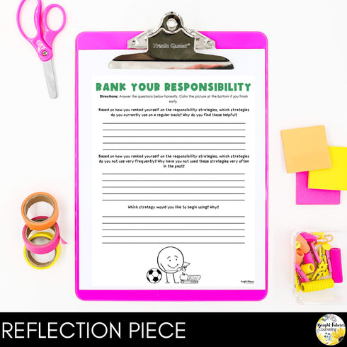 Responsibility Lesson for Social Emotional Learning and School Counseling