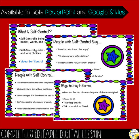 SELF-CONTROL Guidance Lesson + Editable Google Slides Version