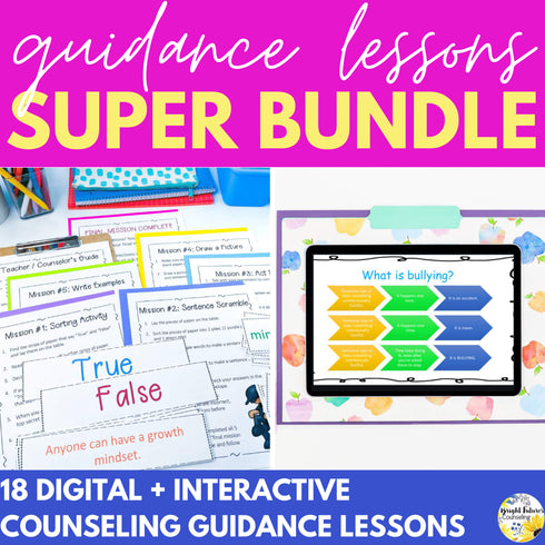 SEL Guidance Lesson Super Bundle 18 Interactive Classroom Counseling Lessons