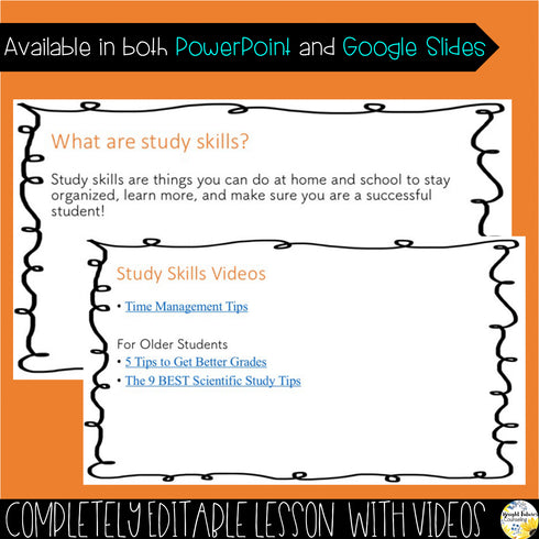 STUDY SKILLS Classroom Guidance Lesson, Activity, and Game with Digital Version