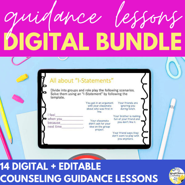 School Counseling Guidance Lesson BUNDLE - EDITABLE Classroom Guidance Lessons