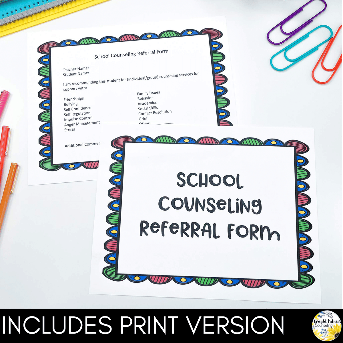 School Counseling Referral Form Bright Futures Counseling