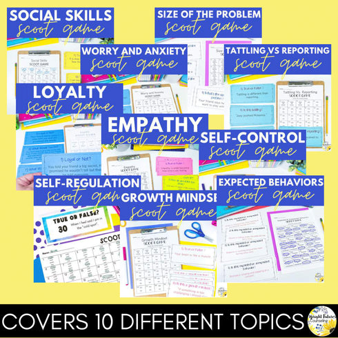 SEL Scoot BUNDLE - School Counseling Games for Growth Mindset, Empathy, & more!