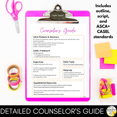 Self-Control Lesson for Social Emotional Learning & Elementary School Counseling