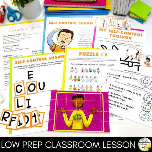 Self-Control Lesson for Social Emotional Learning & Elementary School Counseling