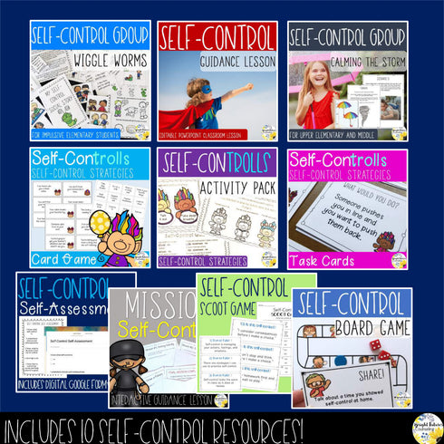 Self-Control Mega Bundle - Small Groups, Class Lessons, Assessments, and Games