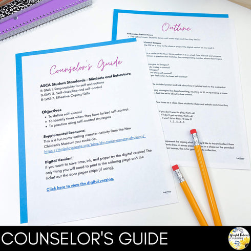 Self-Control School Counseling Guidance Lesson for Primary Students