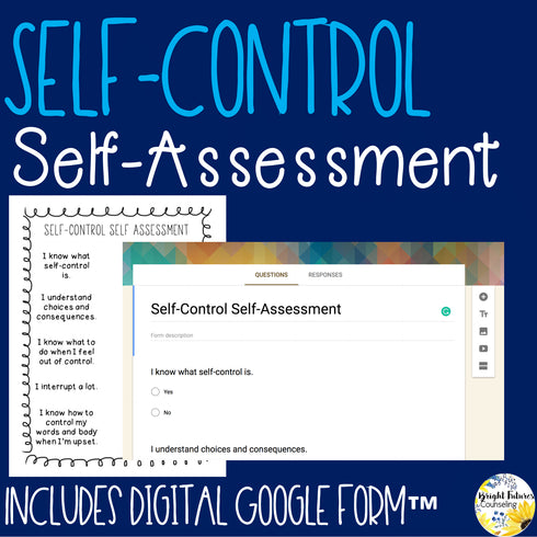Self-Control Self-Assessment Editable School Counseling Data Collection Tool