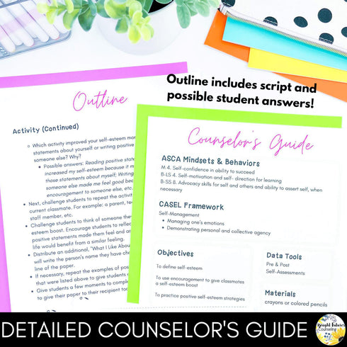 Self-Esteem Lesson for Social Emotional Learning & Elementary School Counseling