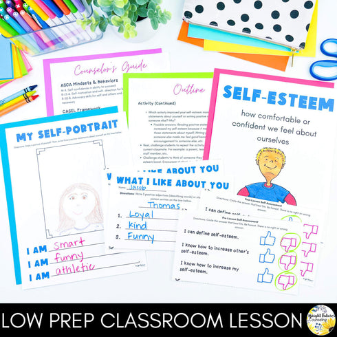 Self-Esteem Lesson for Social Emotional Learning & Elementary School Counseling