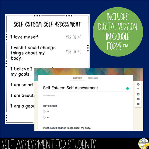 Self-Esteem Self-Assessment Editable School Counseling Data Collection Tool