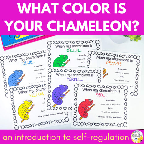 Self-Regulation Lesson - What Color is Your Chameleon? Counseling Activity