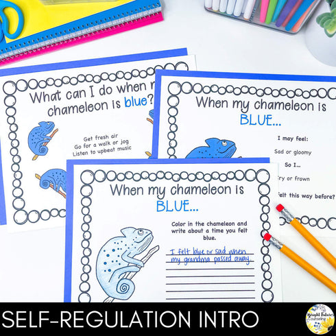 Self-Regulation Lesson - What Color is Your Chameleon? Counseling Activity