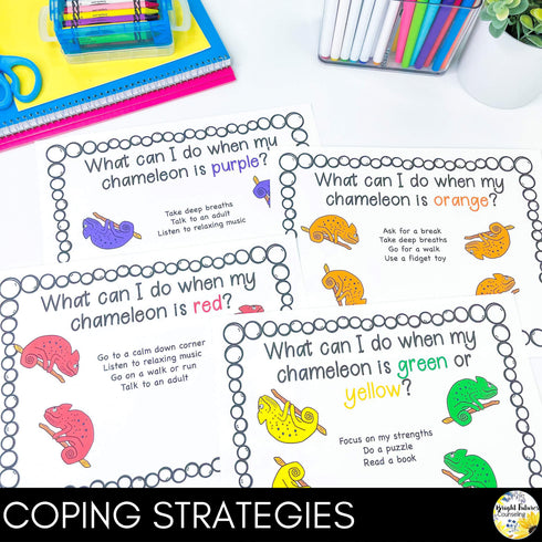Self-Regulation Lesson - What Color is Your Chameleon? Counseling Activity