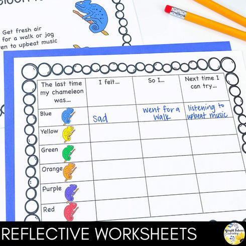 Self-Regulation Lesson - What Color is Your Chameleon? Counseling Activity