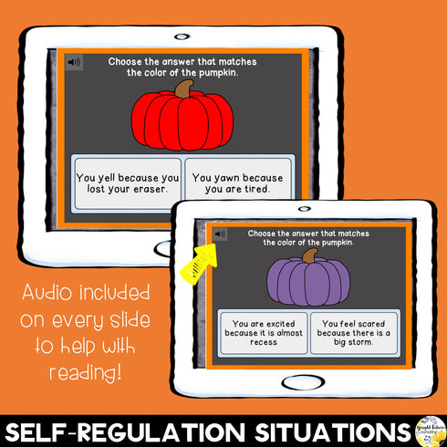Self-Regulation Pumpkin Boom Cards - Fall and Halloween SEL Counseling Activity
