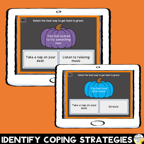 Self-Regulation Pumpkin Boom Cards - Fall and Halloween SEL Counseling Activity