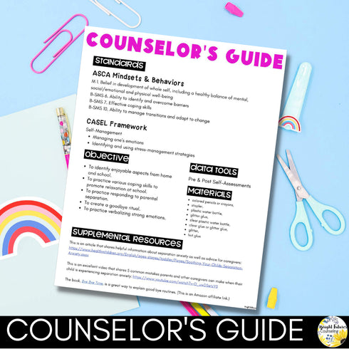 Separation Anxiety School Counseling Small Group for K-2 Primary Students