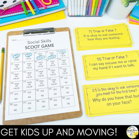 Social Skills Scoot Game Interactive Social Skills Game