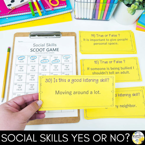 Social Skills Scoot Game Interactive Social Skills Game