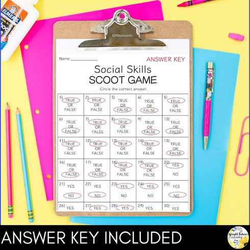 Social Skills Scoot Game Interactive Social Skills Game