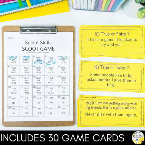 Social Skills Scoot Game Interactive Social Skills Game