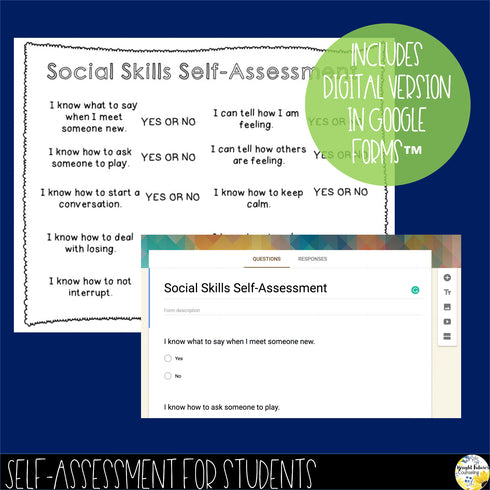 Social Skills Self-Assessment Editable School Counseling Data Collection Tool