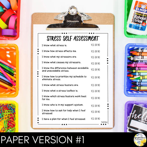 Stress Management School Counseling Self-Assessment