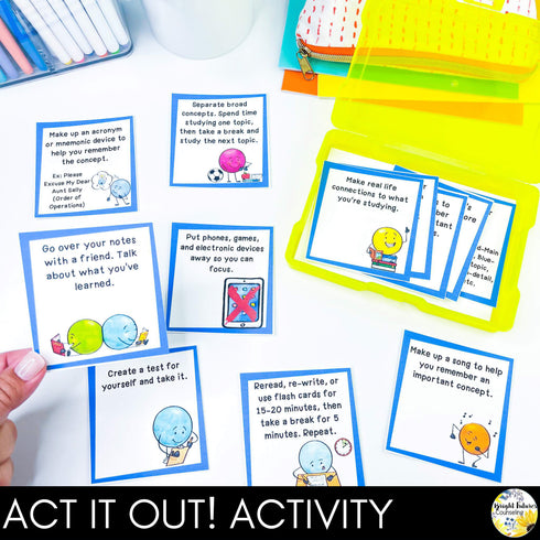 Study Skills Lesson for Social Emotional Learning & Elementary School Counseling