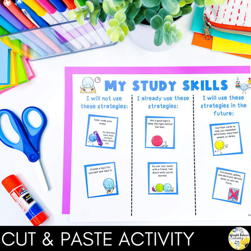 Study Skills Lesson for Social Emotional Learning & Elementary School Counseling