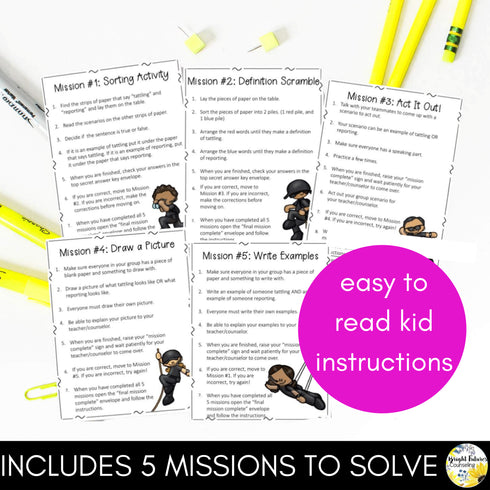 Tattling Vs Reporting Escape Room Guidance Lesson Mission Tattling Vs Reporting