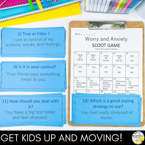 Worry and Anxiety Counseling Scoot Game | Learn to Cope with Stress & Anxiety