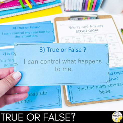 Worry and Anxiety Counseling Scoot Game | Learn to Cope with Stress & Anxiety