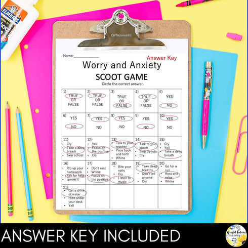Worry and Anxiety Counseling Scoot Game | Learn to Cope with Stress & Anxiety