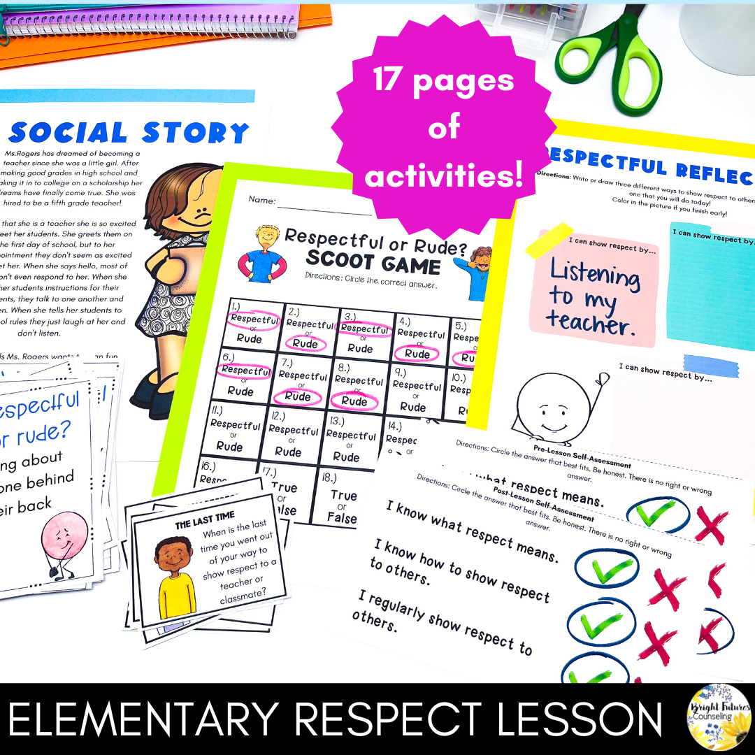 Respect Lesson for Elementary School Social Emotional Learning and Cou