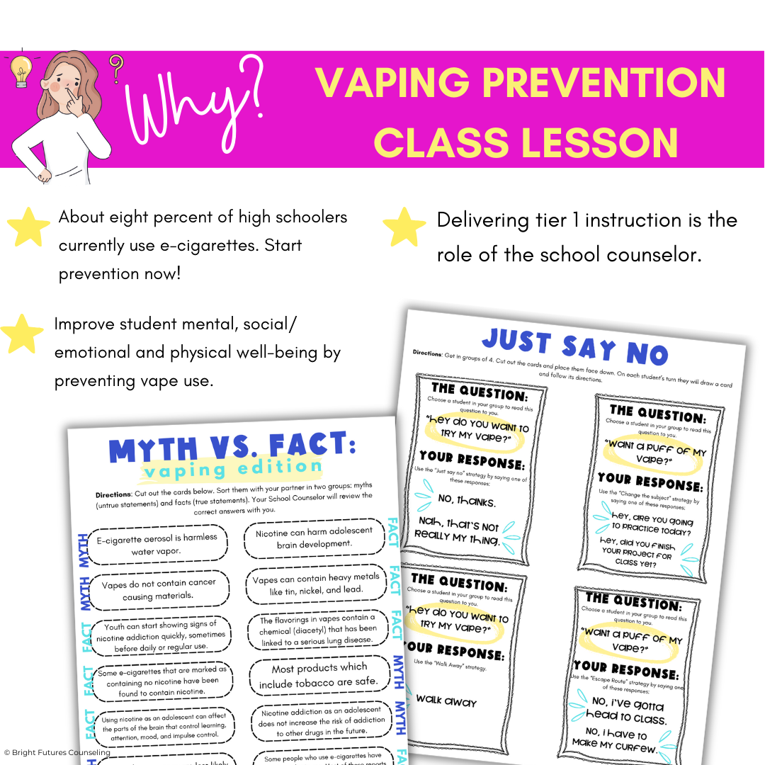 Vaping Lesson Vaping and E-Cigarettes Prevention for Middle School