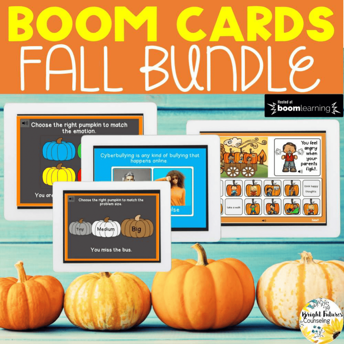 Fall and Halloween SEL Boom Cards Bundle | 4 Activities