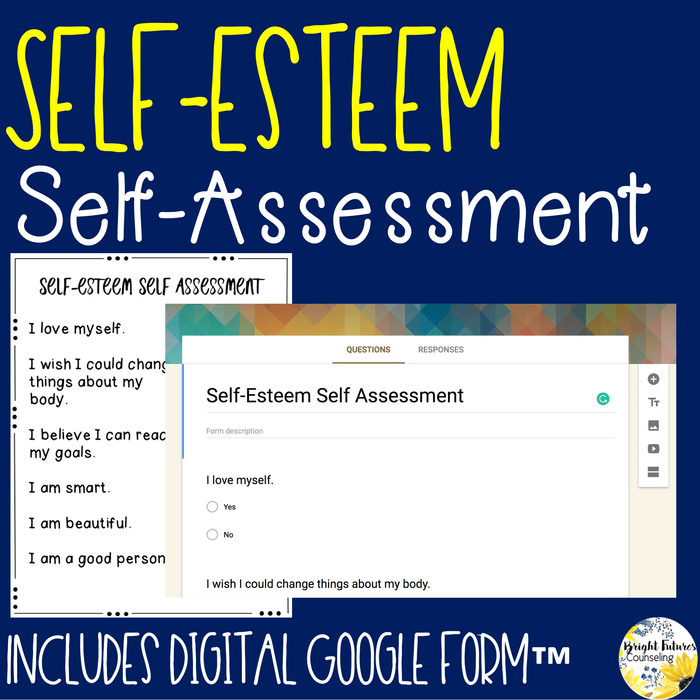 Self-Esteem Self-Assessment Editable School Counseling Data Collection Tool