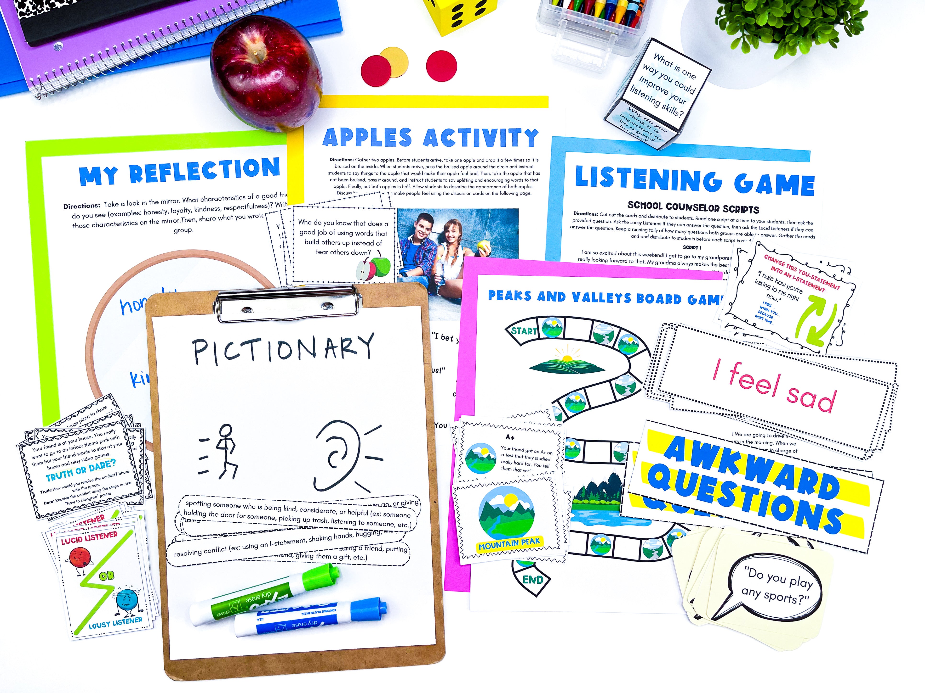 Colorful IMPACT middle school friendship-group activities and counseling resources